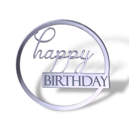 Топпер Торец happy birthday круглый акрил, 10см