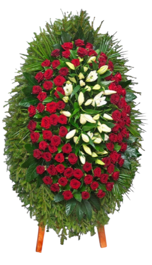 Траурный венок из живых цветов №35 (150 см)