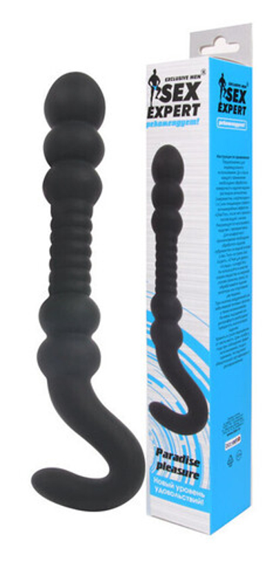 Анальный стимулятор с удобной ручкой Sex expert Paradise pleasure, (18 см) (Цвет: черный)