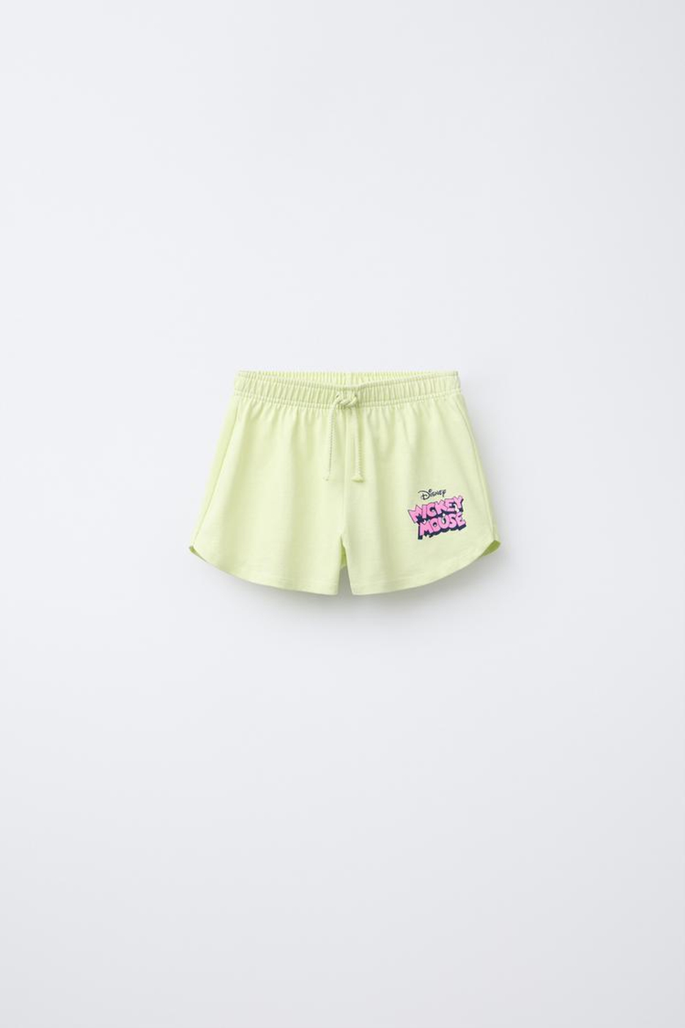 ZARA КОМПЛЕКТ ИЗ ФУТБОЛКИ И ШОРТОВ-БЕРМУДОВ С ПРИНТОМ MICKEY MOUSE © DISNEY, ЛАЙМОВЫЙ