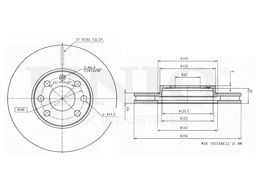 Диск тормозной передний UNIO BRD-20075