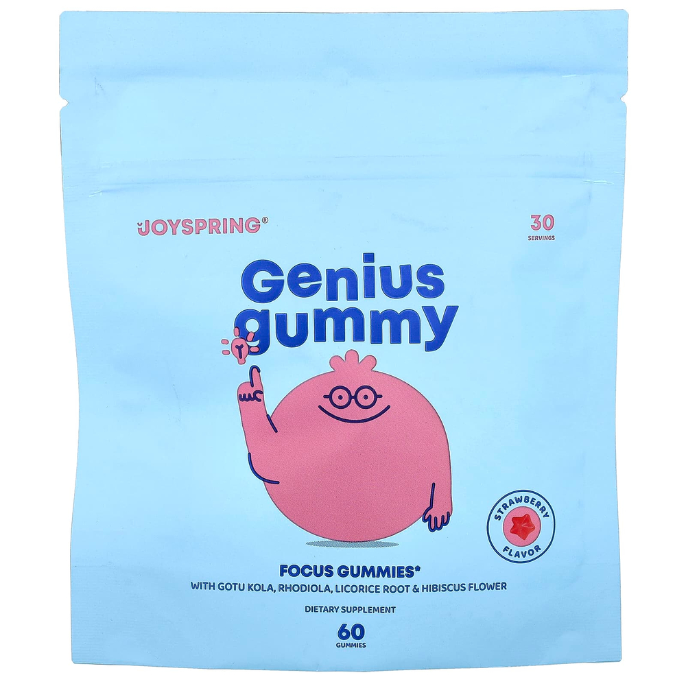 JoySpring, Genius, жевательные мармеладки, со вкусом клубники, 60 жевательных конфет