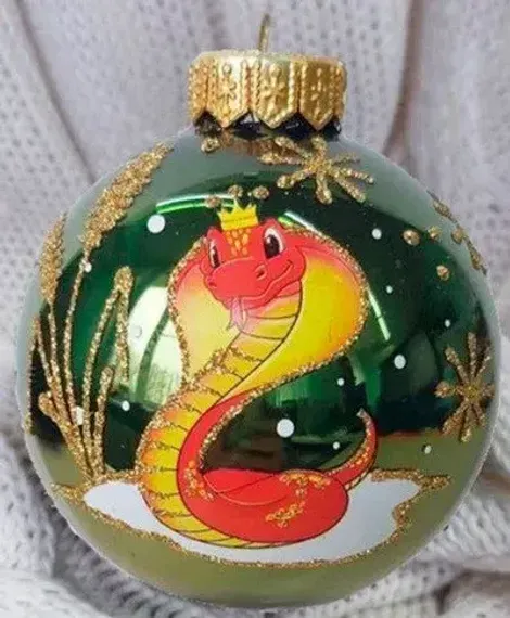 КУ-80-244018 Стеклянный шар Змея королева 80 мм., Коломеев