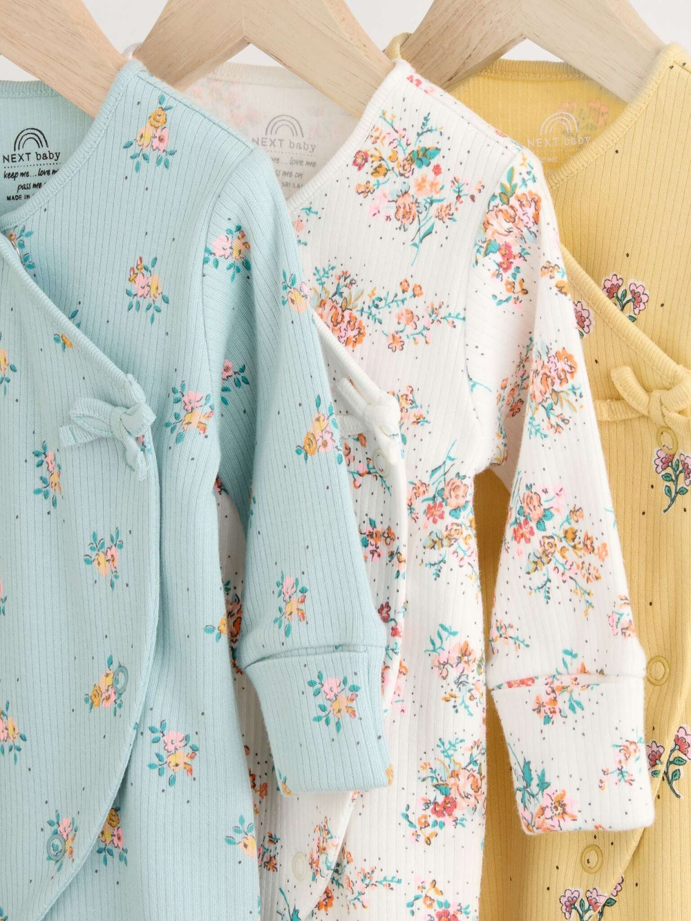 Комбинезон / Cлип для малышей Next N77-690, 3 шт., Голубой, Светло-желтый