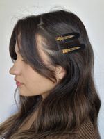 Заколки для волос НАБОР 4 шт., 6 см, глянцевый, черный, черепаховый, MONTE VITA, 457088