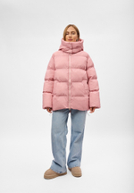 Пуховик Рокет миди розовый в полоску (предзаказ к 20 января)