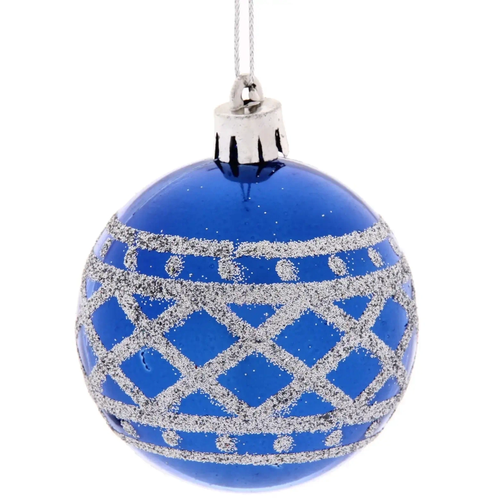 Новогодние шары 6 см (набор 3 шт) «Зимний узор», синий