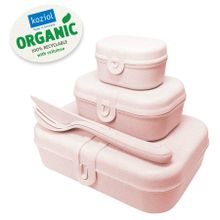 Koziol Набор из 3 ланч-боксов и столовых приборов PASCAL Organic розовый