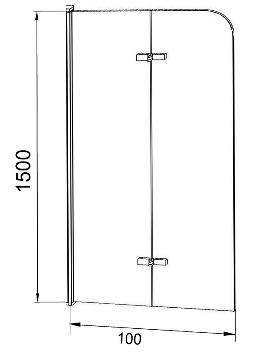 Шторка на ванну Grossman 100x150 GR-106100 профиль Хром стекло прозрачное