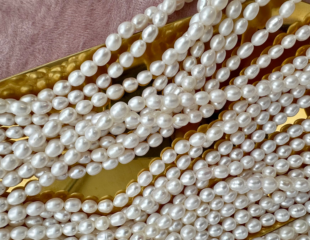 Жемчуг натуральный рис, 4,8-5,2мм, 4А