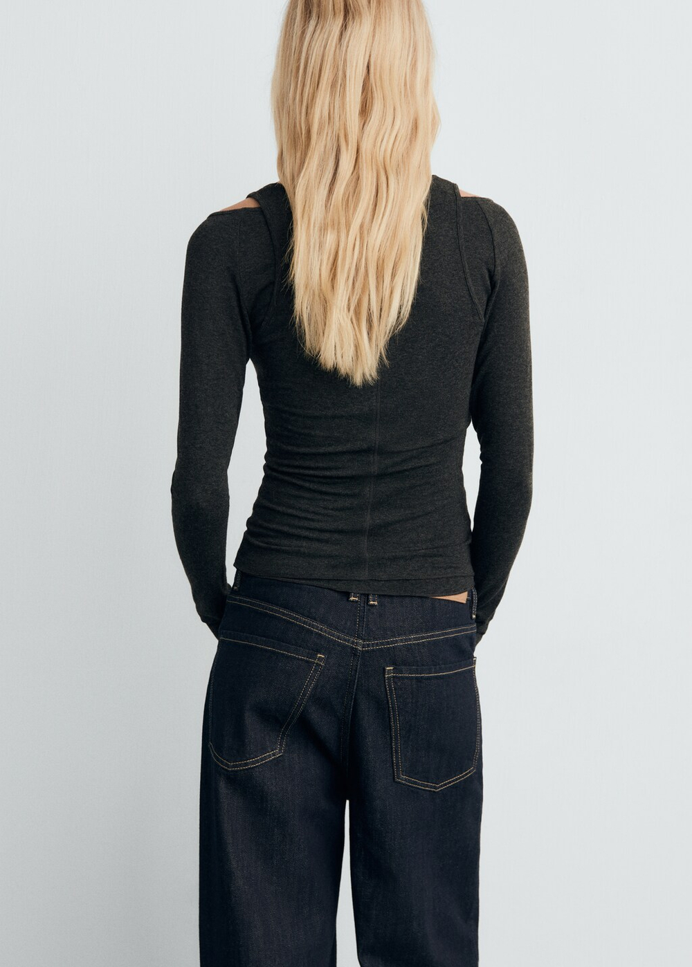 Комбинированный джемпер с круглым вырезом