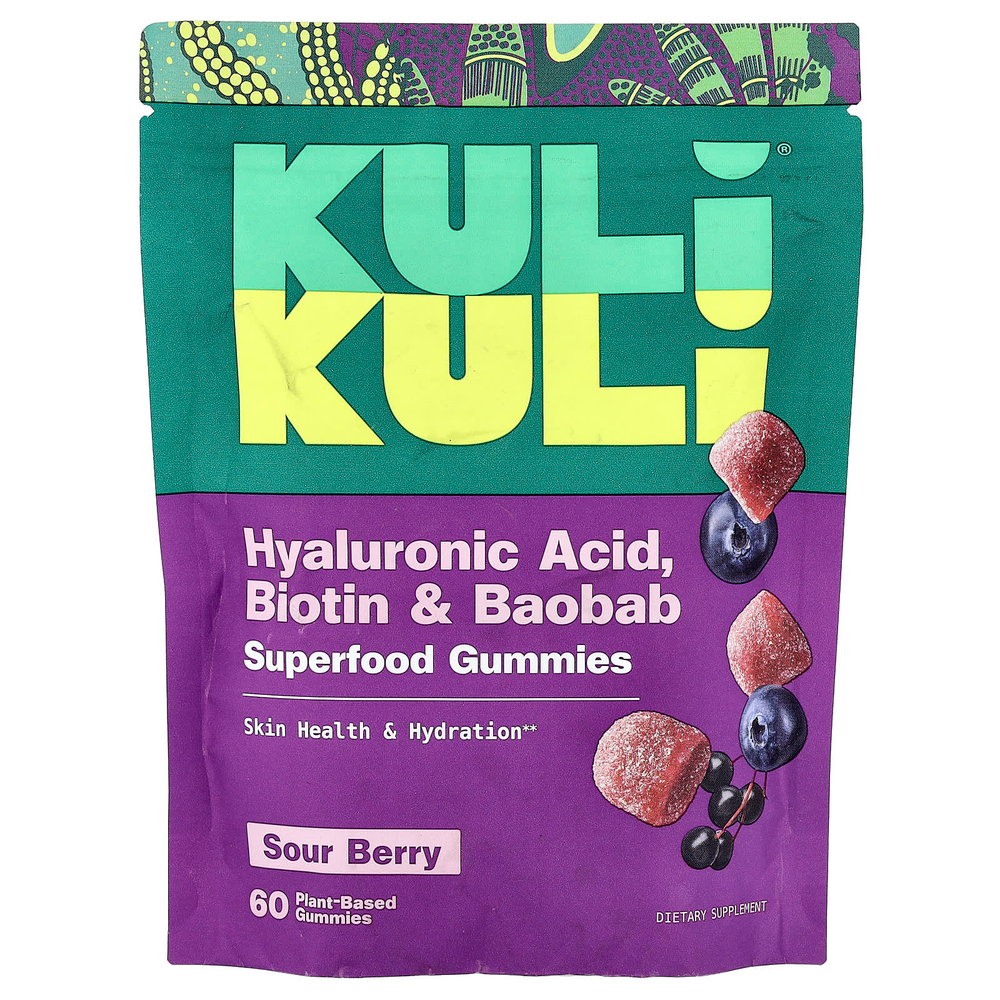 Kuli Kuli, жевательные таблетки с суперфудами, кислый ягодный вкус, 60 растительных жевательных таблеток