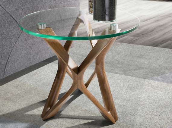 Журнальный столик Angel Cerda 2127 из закаленного стекла и ореха