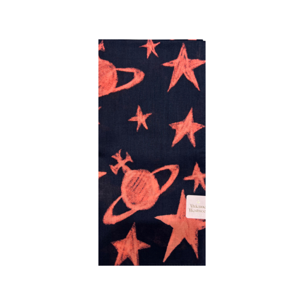VIVIENNE WESTWOOD ПЛАТОК СИНИЙ ПРИНТ ORBS AND STARS С ЛОГОТИПОМ БРЕНДА