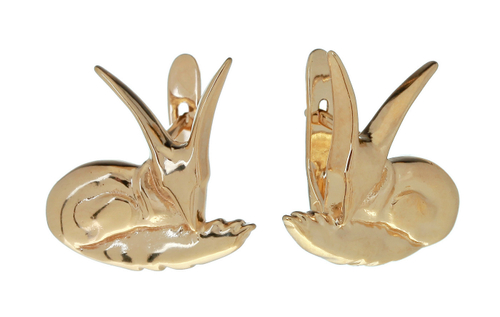 "МП Лис" серьги в золотом покрытии от Jenavi с английским замком