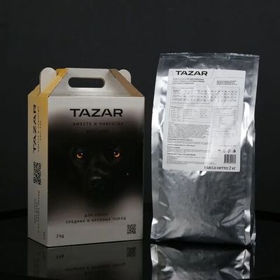 Сухой корм для собак средних и крупных пород TAZAR с курицей и индейкой, Пакет 2 кг