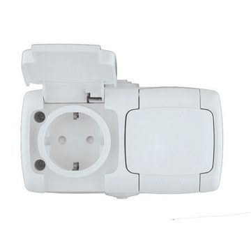 Розетка Schneider Electric Рондо 2-местная с крышк. о/п с з/к бел. 16А 250В