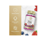 Solgar Zinc Gummies Витамин для взрослых с 25 мг сверхэффективного цитрата цинка для поддержки иммунитета — фруктовый вкус, веганские, кошерные и безглютеновые жевательные добавки для женщин и мужчин, 2 г сахара, 60 порций