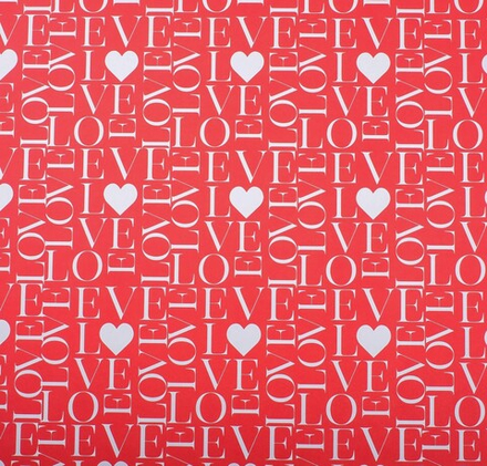 Упаковочная бумага крафт, «Love», Красный, 0,7*1 м, 5 листов