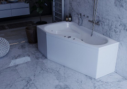 Акриловая ванна Aquatek (Акватек) Медея 170x95 L, с каркасом, с фронтальной панелью, со сливом-переливом