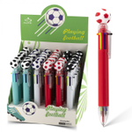 Ручка шариковая Alingar, "Футбол", 0,7 мм, 6 цветов, автоматическая, круглый, цветной, пластиковый корпус, карт. уп.