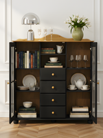 Шкаф-витрина двухдверная Бритта из сосны, серый/антик