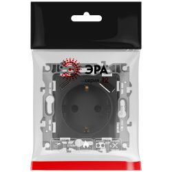 Розетка ЭРА Серия 12 12-4108-05 2P+E 16A-250В со шторками с USB type-A+C 5В-3А антрацит | Эра 12