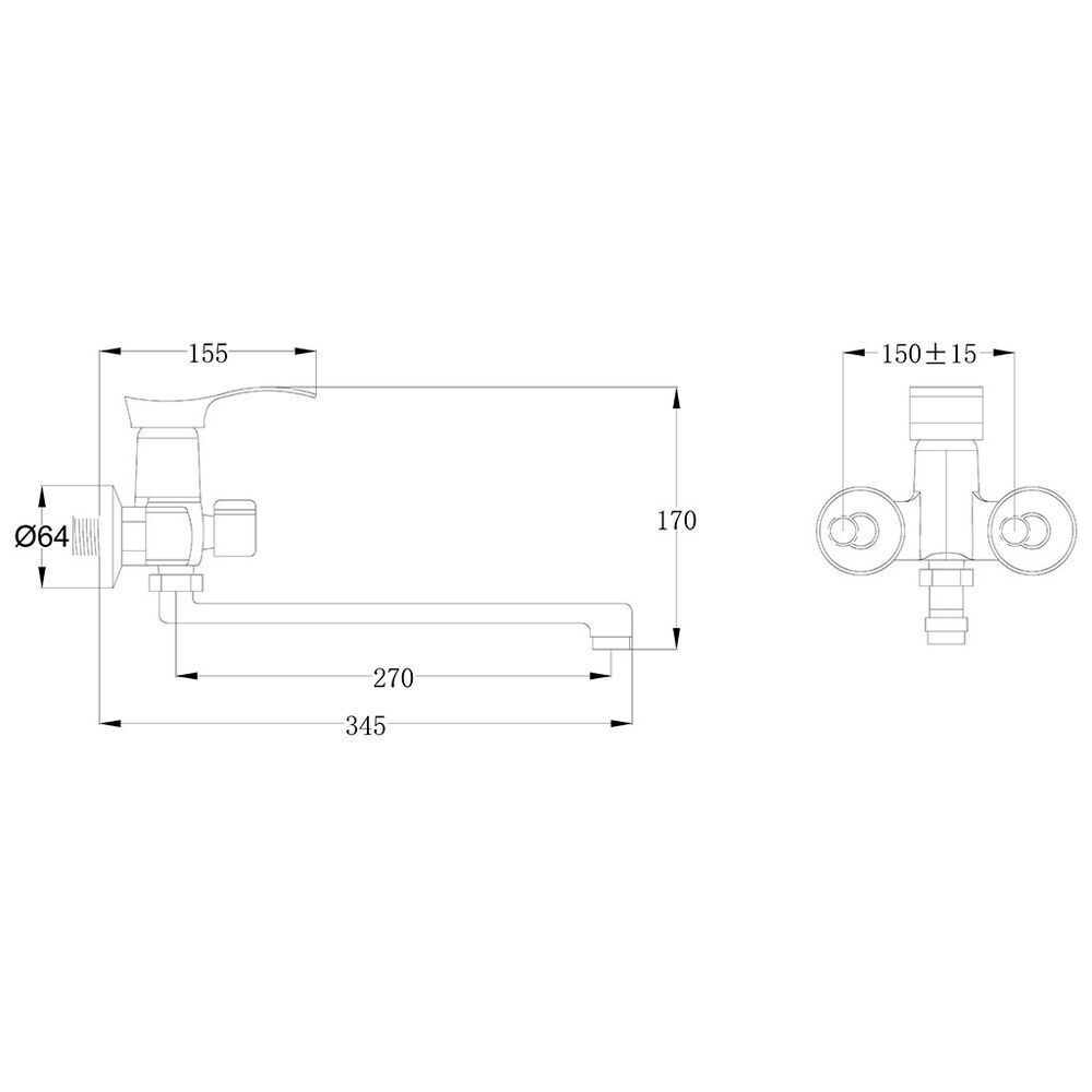 Смеситель для ванны, РМС, с картриджем, хром, SL86-006E