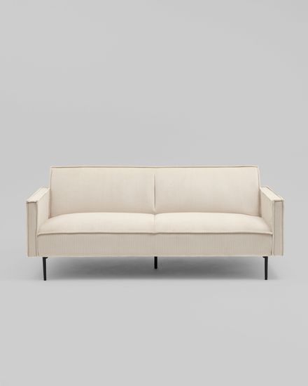 Диван прямой раскладной Кассель велюр рельефный молочный