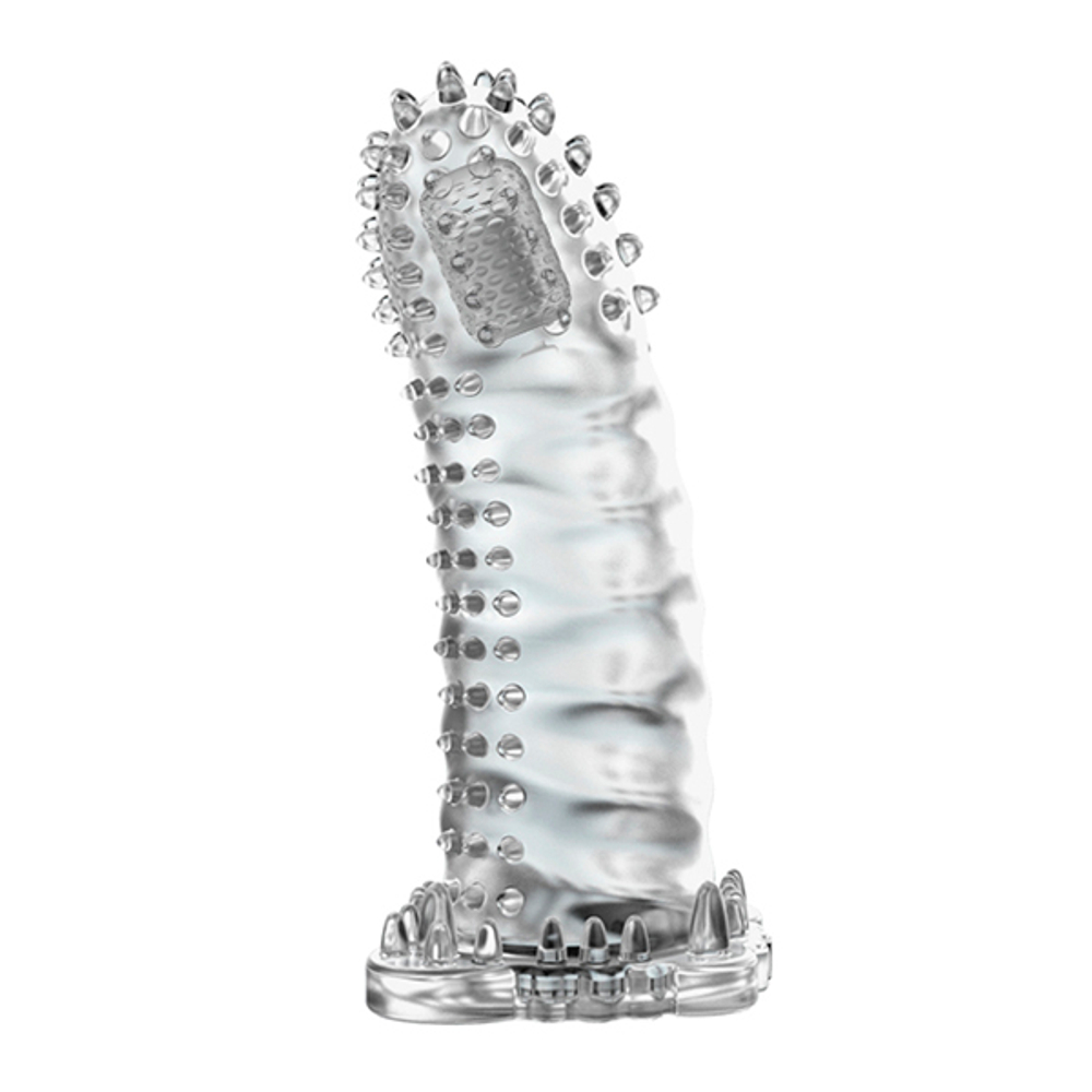 Прозрачная удлиняющая вибронасадка на пенис 14см Baile Brave Man BI-026202A