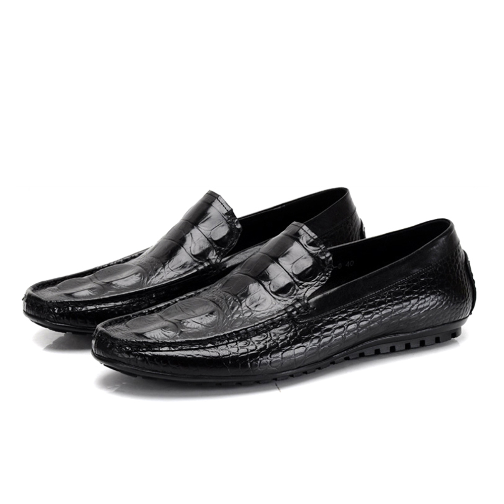 Bansley Top Grain Cow Leather Gommino Loafers Men"s Black