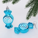 Елочные игрушки «Карамельки» 7,5 см (набор 2 шт), Синий