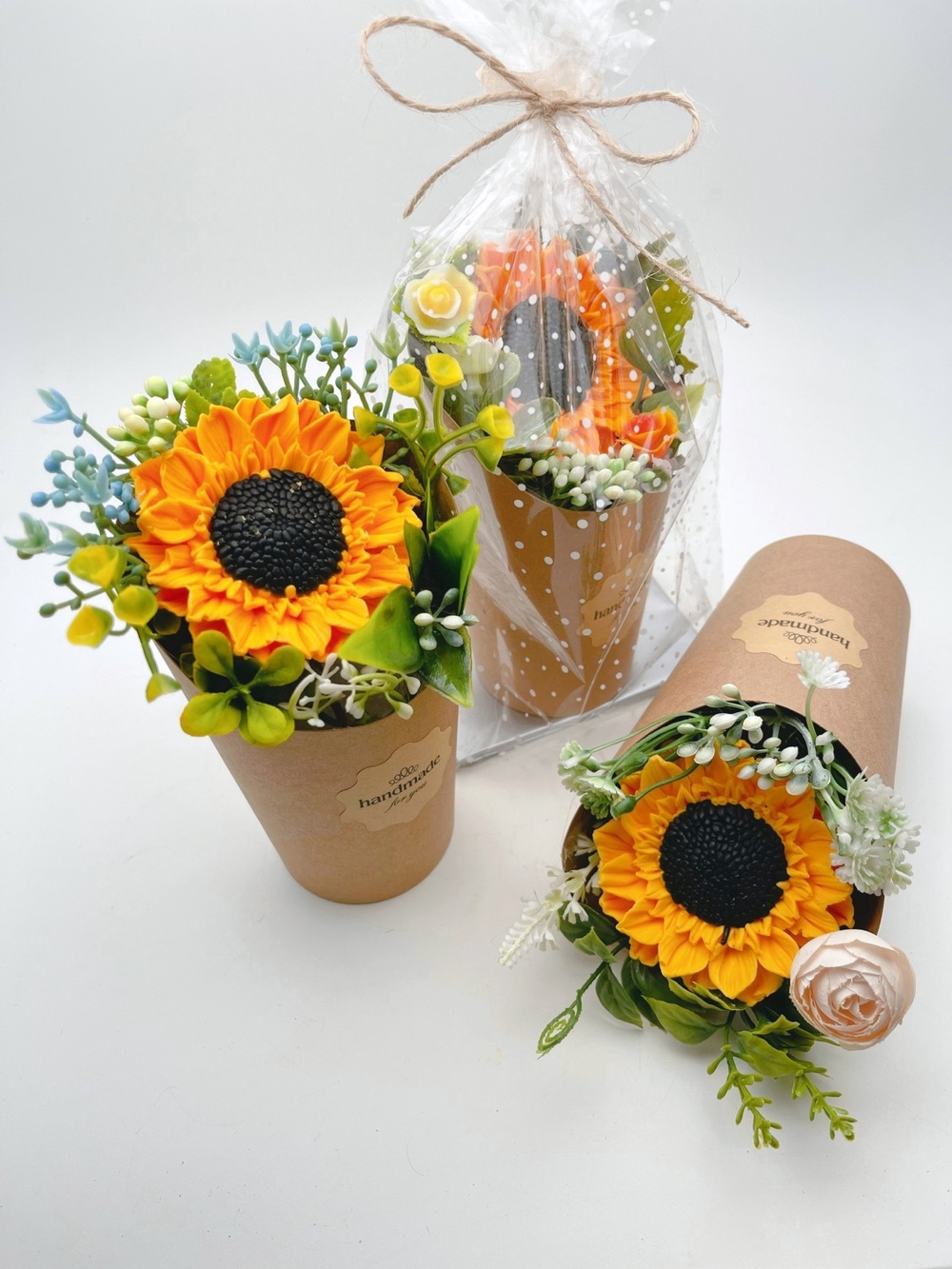 Подарок МИНИ-букет «Подсолнух -крафт» фото