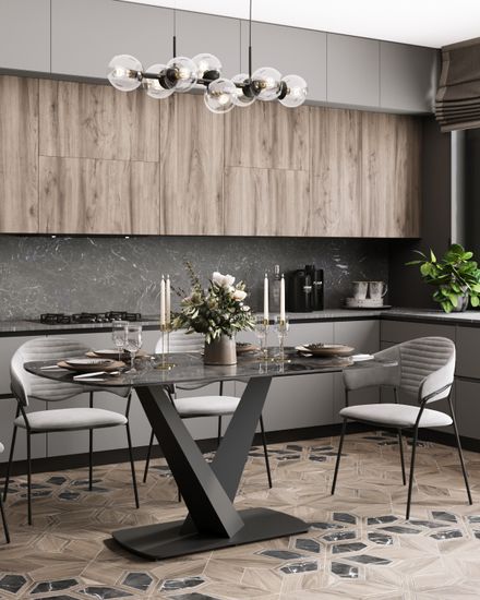 Стол обеденный Аврора 160*90 керамика черная