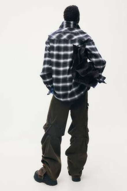 H&M - Glenn Martens Рубашка в клетку из фольгированной фланели, черный