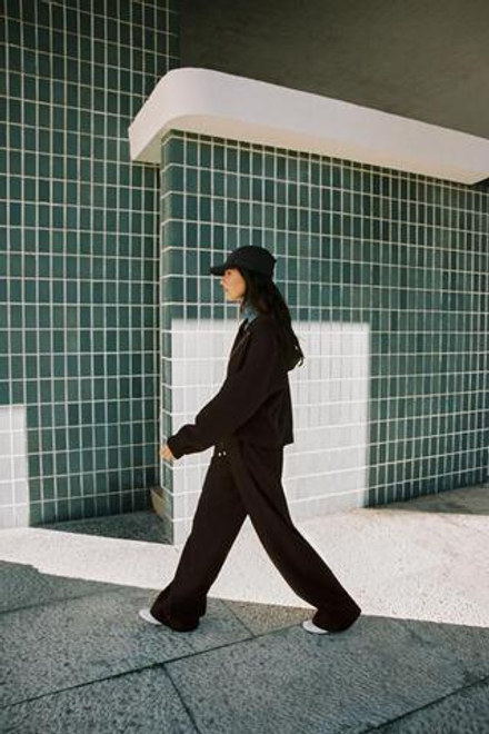 ZARA БРЮКИ WIDE LEG, ТЕМНО-КОРИЧНЕВЫЙ