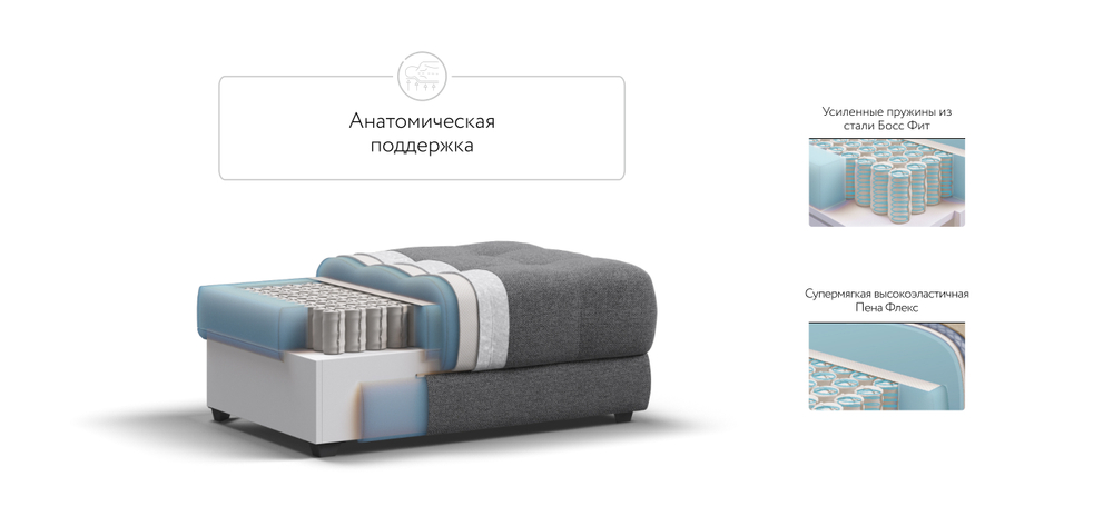 Босс пуф Рогожка Венто серый(последний экземпляр)