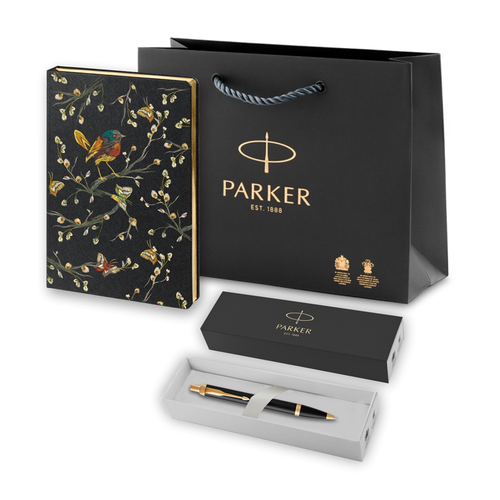 Подарочный набор: Шариковая ручка Parker IM Metal Black GT и Ежедневник недатированный, черный.