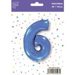 Шар (40"/102 см) Цифра, 6, Синий, 1 шт. в упак.