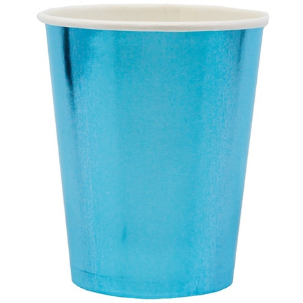Стаканы фольгированные в голубом цвете, 250 мл, 6 шт