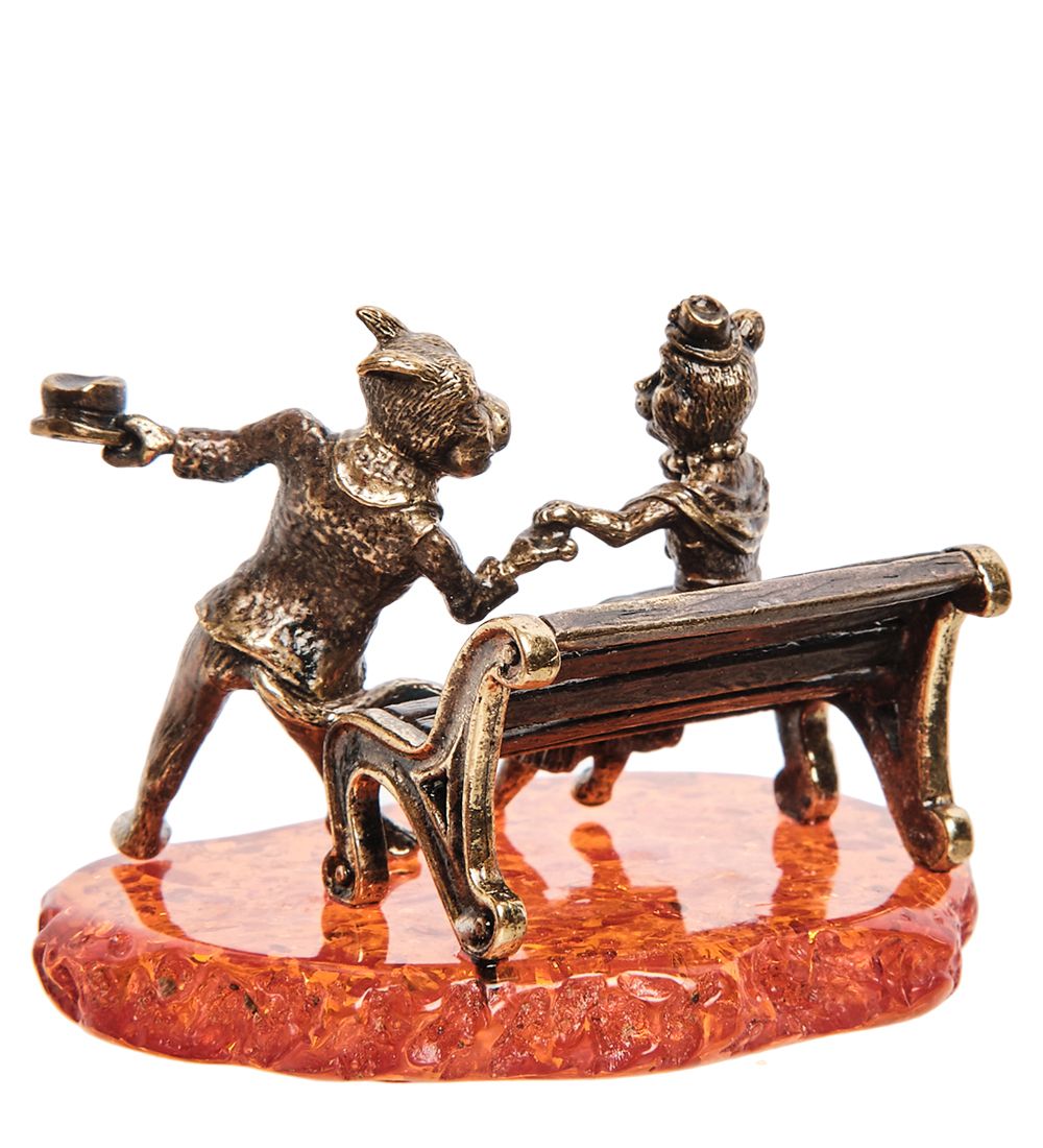 Народные промыслы AM-2047 Фигурка «Коты Аристократы» (латунь, янтарь)