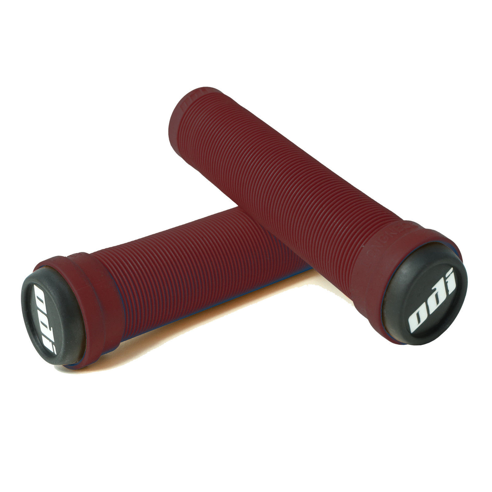 Грипсы ODI Soft Longneck Lim.Ed. F01SLDR бордовые, с пластиковыми грипстопами, БЕЗ ФЛАНЦЕВ, 135мм.