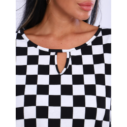 Рубашка-туника домашняя большого размера 109-277/белый-шахматы