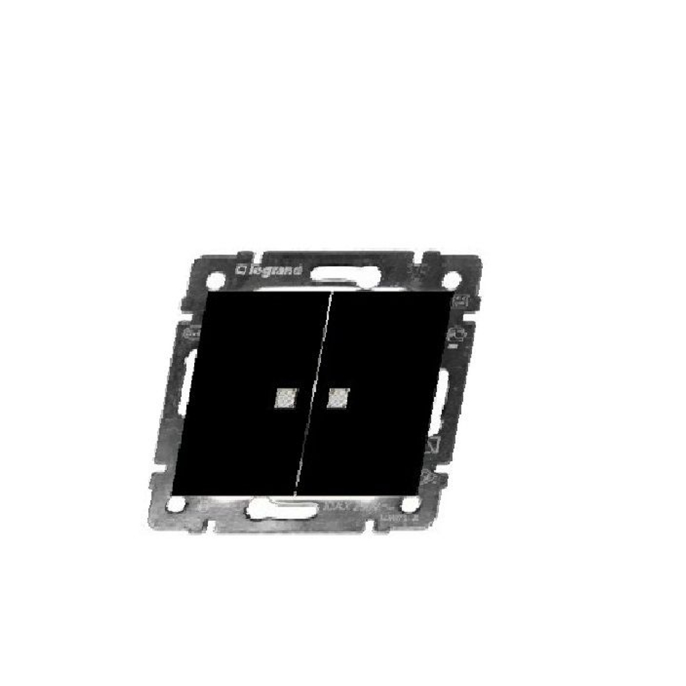 0328 Выкл 2 кл с подсв (Чёрный)