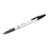 Ручка шариковая BRAUBERG "Офисная", ЧЕРНАЯ, корпус белый, узел 1мм, линия письма 0,5 мм
