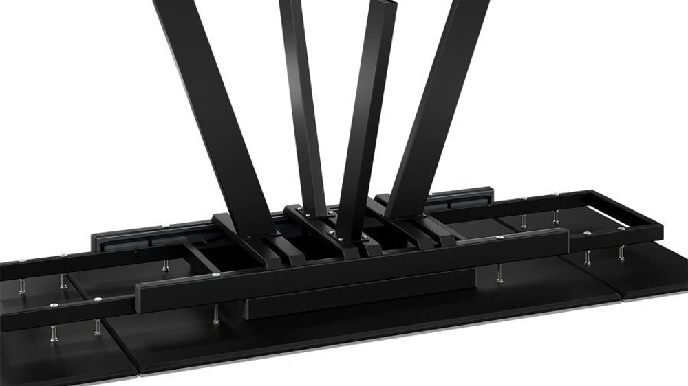 Стол кухонный обеденный раздвижной Черный муар/Керамика матовая серый мрамор 120(180)х80х77 см