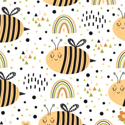 Детский паттерн - пчелки, пчелы, насекомые