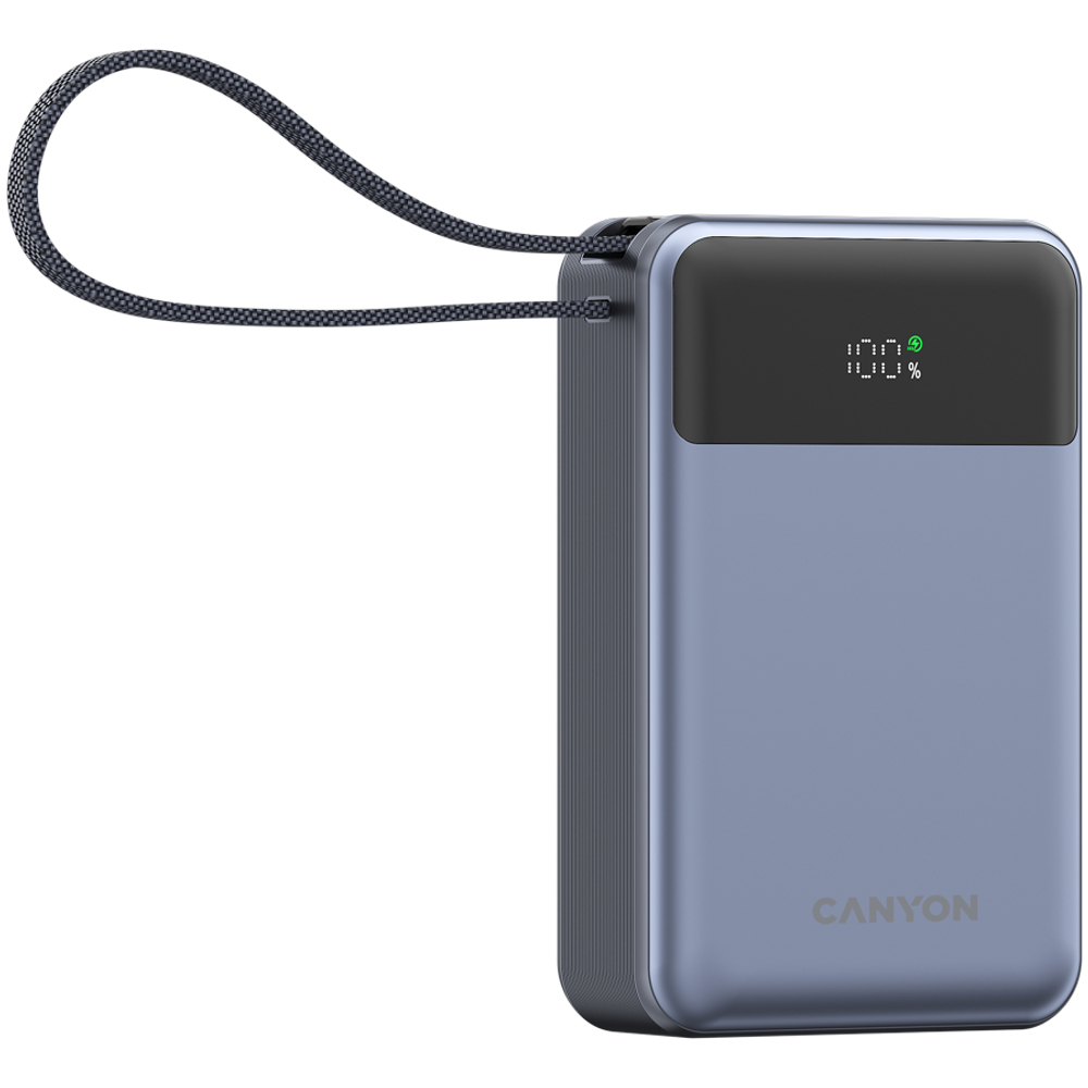CANYON power bank OnPower 600 built-in cable 20000 mAh PD65W Dark Grey