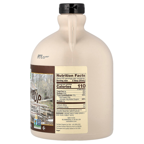 NOW Foods, Real Food, органический кленовый сироп, класс A, темный цвет, 1,89 л (64 жидк. унции)