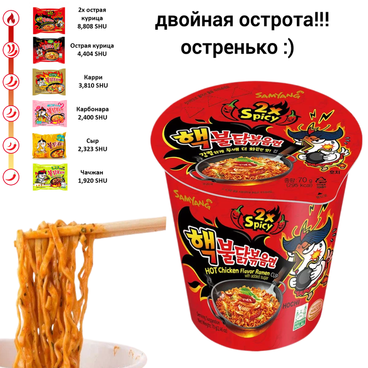 Лапша б/п Рамен Samyang Buldak Hot Chicken Flavor Ramen 2xSpicy (м.банка) 70 г